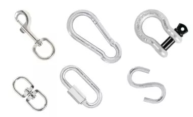 Bandolas, ganchos, grilletes y similares