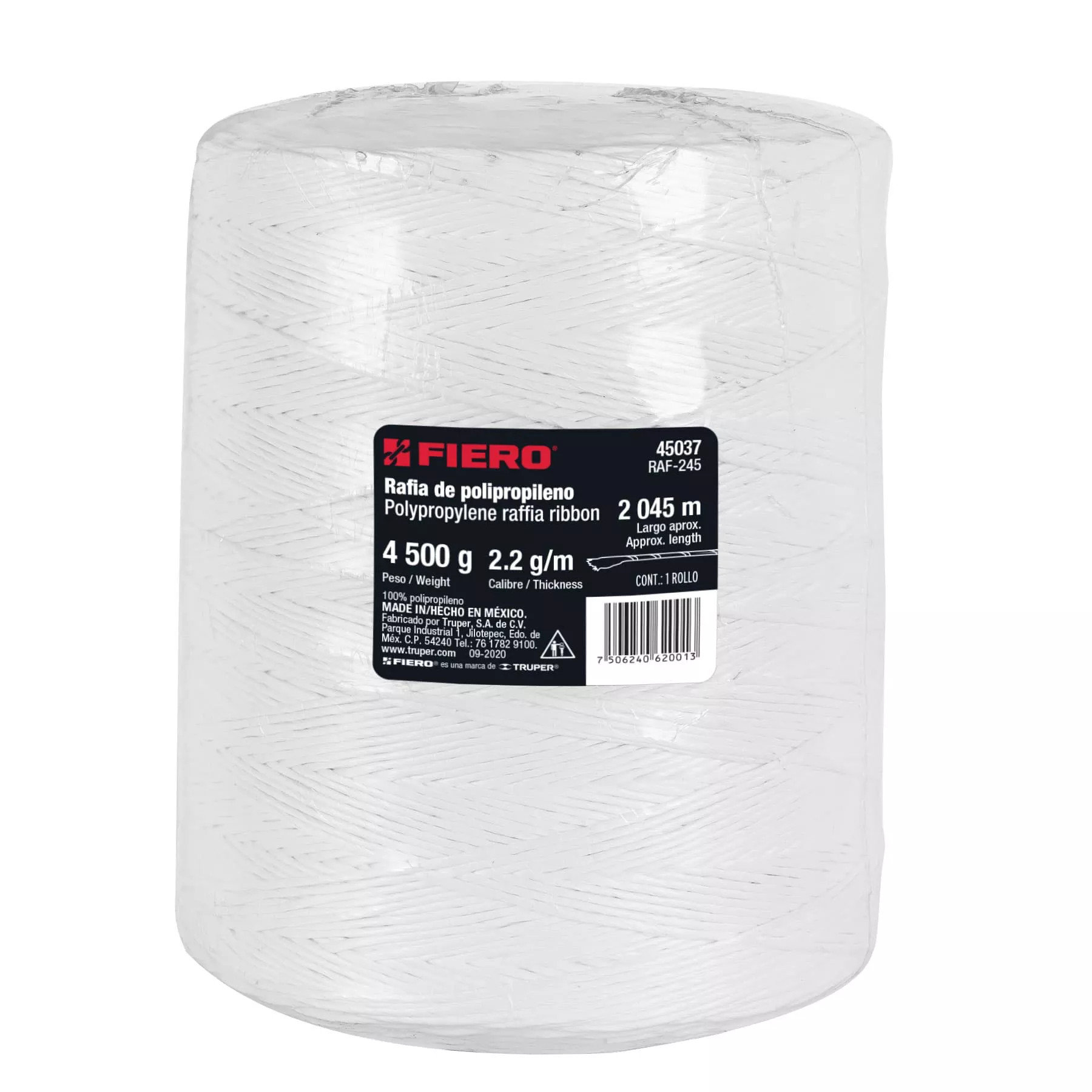 M Rafia Rollo de rafia 2045 m blanco calibre 2.2 g/m | Fiero